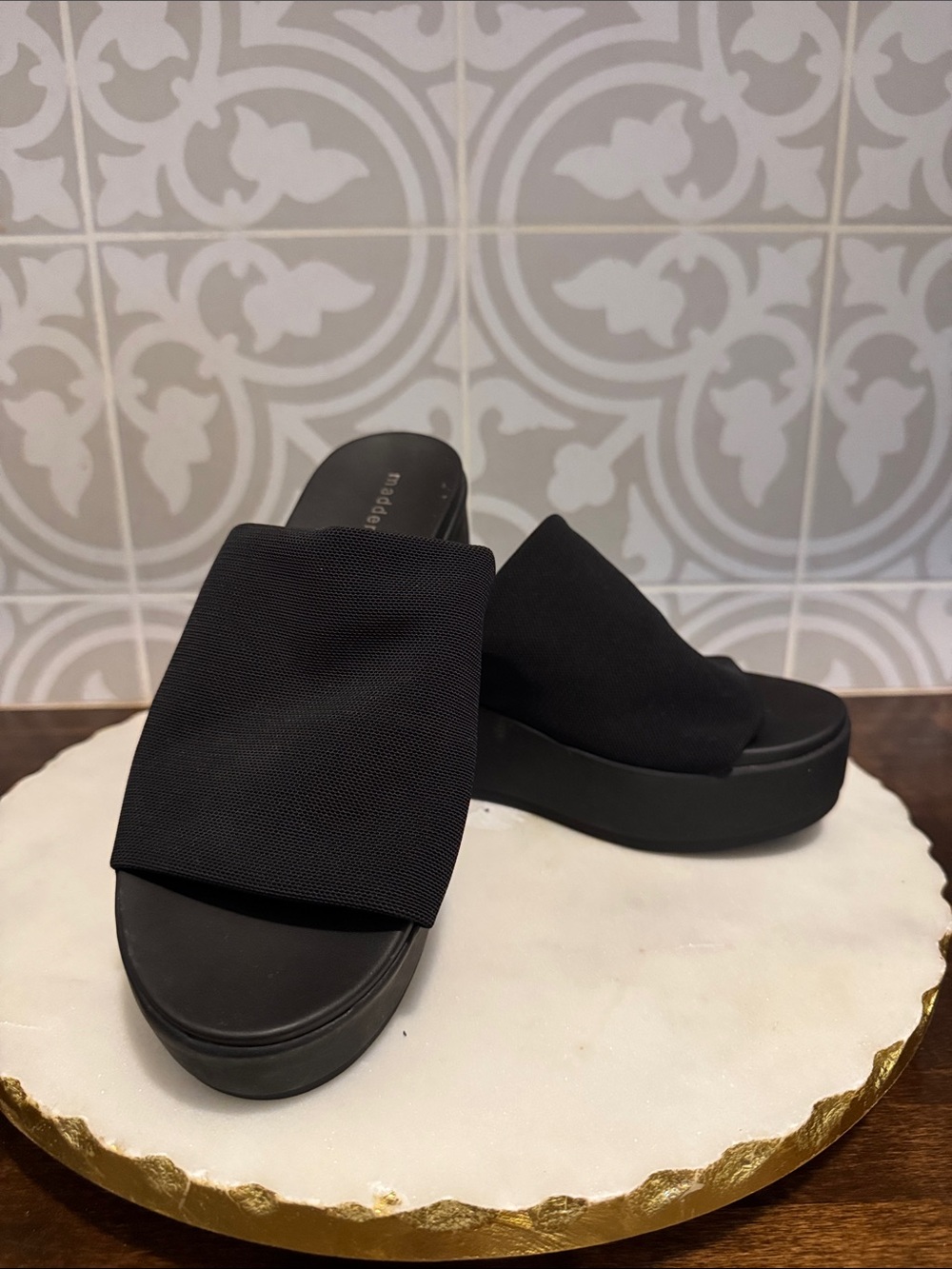 Madden Girl Black Platform Slide Mules - Picture 2 of 5